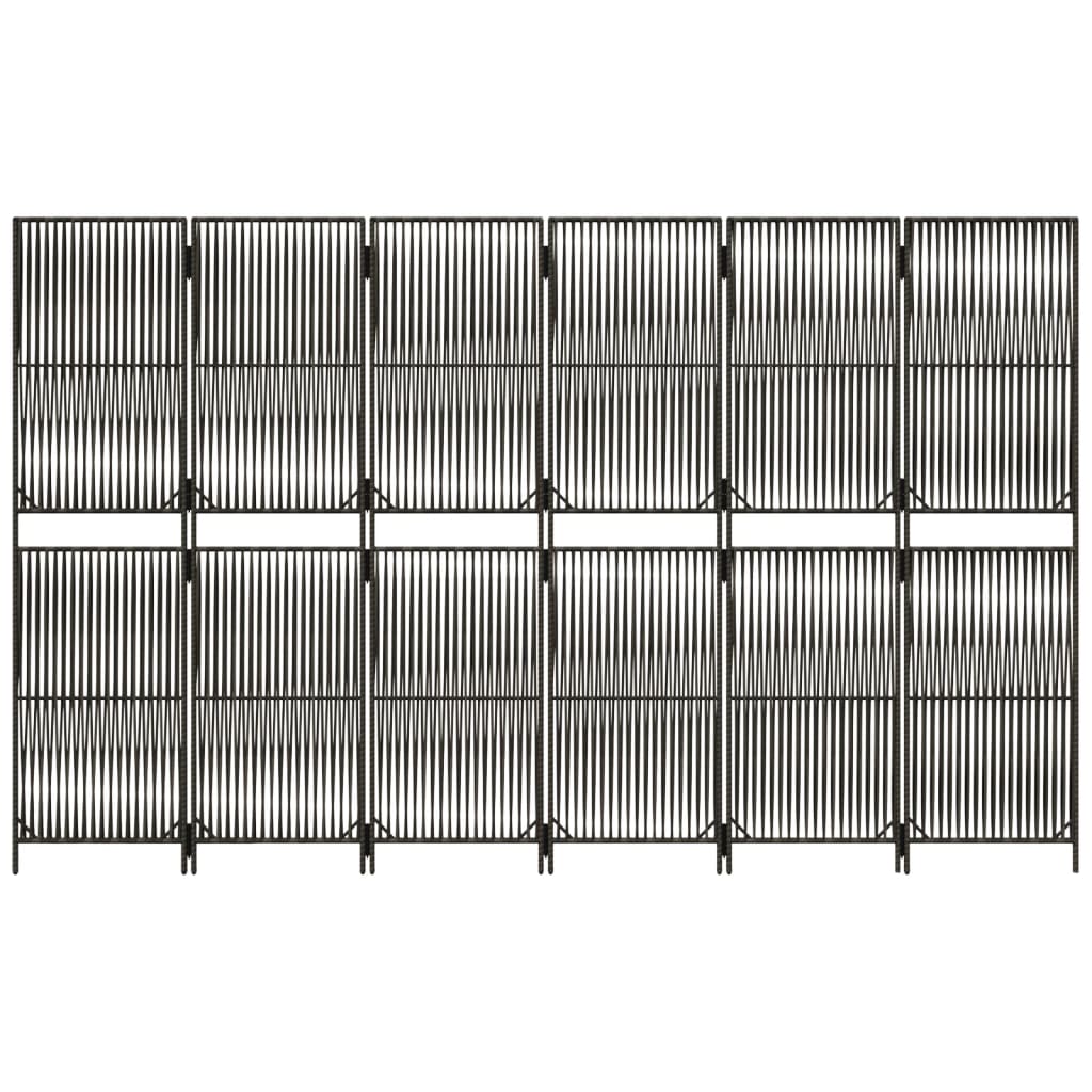 szürke 6-paneles polyrattan térelválasztó