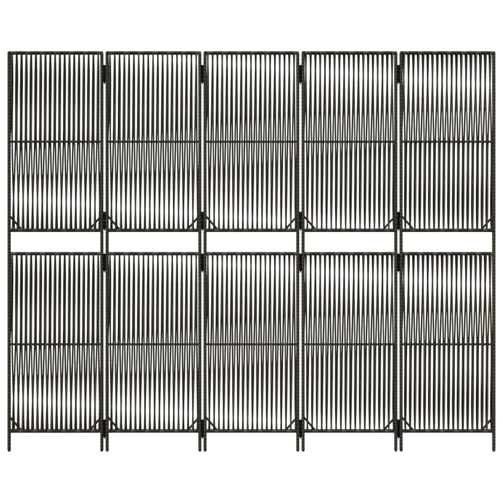 szürke 5-paneles polyrattan térelválasztó