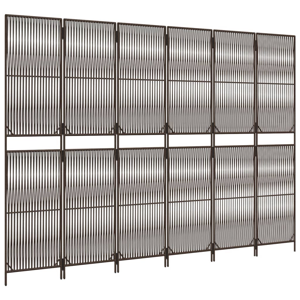 barna 6-paneles polyrattan térelválasztó