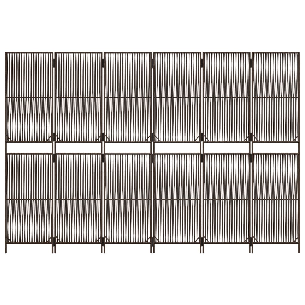 barna 6-paneles polyrattan térelválasztó