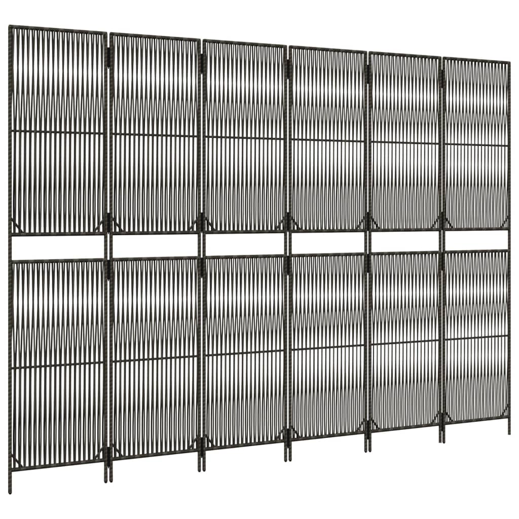 szürke 6-paneles polyrattan térelválasztó