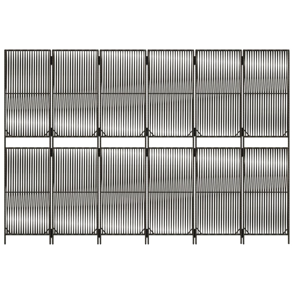 szürke 6-paneles polyrattan térelválasztó