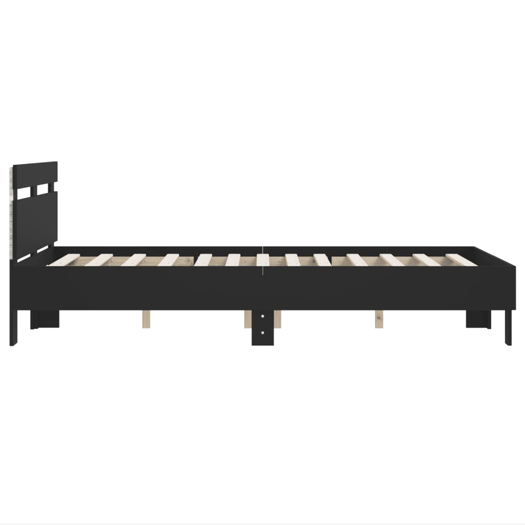fekete ágykeret fejtámlával és LED-del 120 x 190 cm
