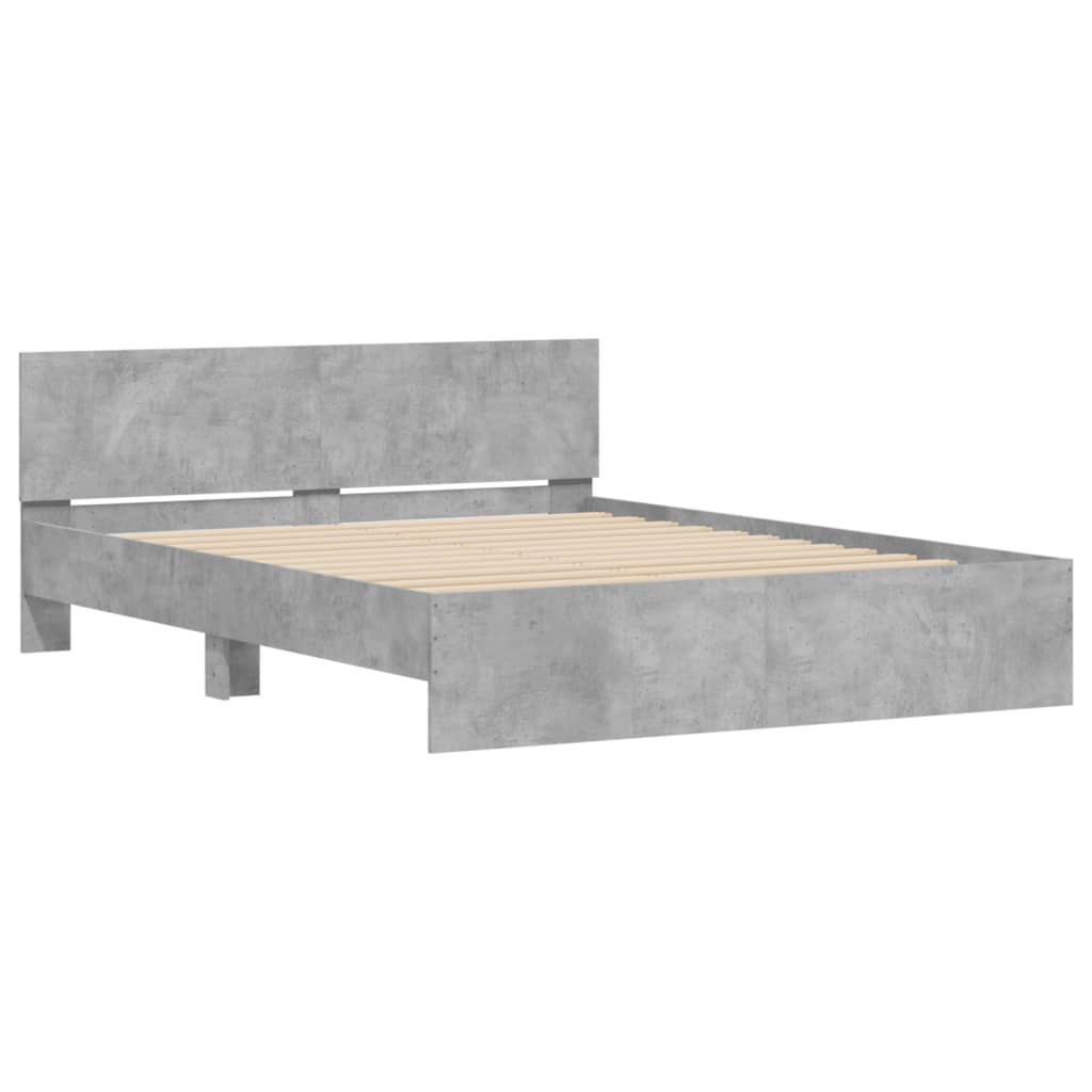 betonszürke ágykeret fejtámlával és LED-del 160 x 200 cm
