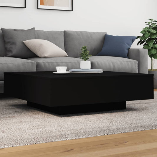 fekete dohányzóasztal LED-lámpákkal 100 x 100 x 31 cm