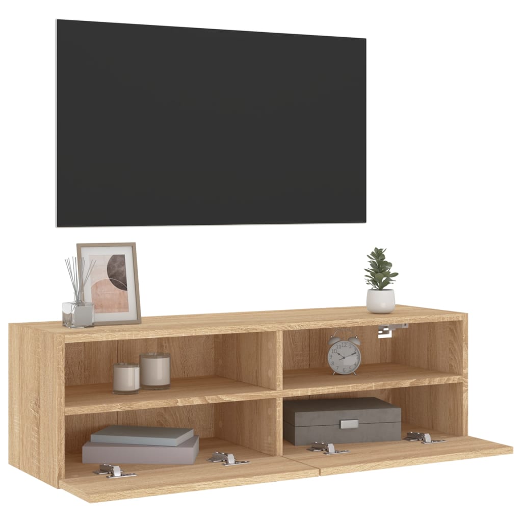 sonoma tölgyszín szerelt fa fali TV-szekrény 100 x 30 x 30 cm