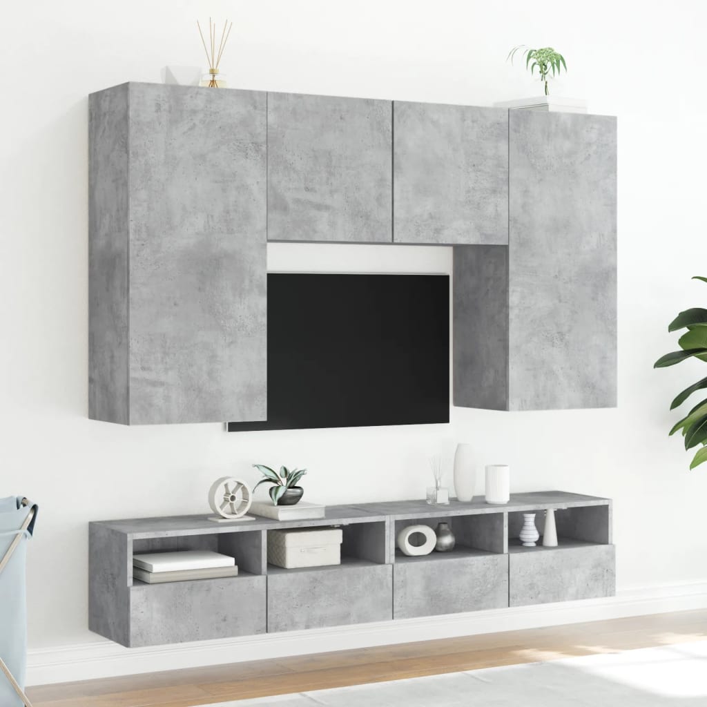 betonszürke szerelt fa fali TV-szekrény 100 x 30 x 30 cm