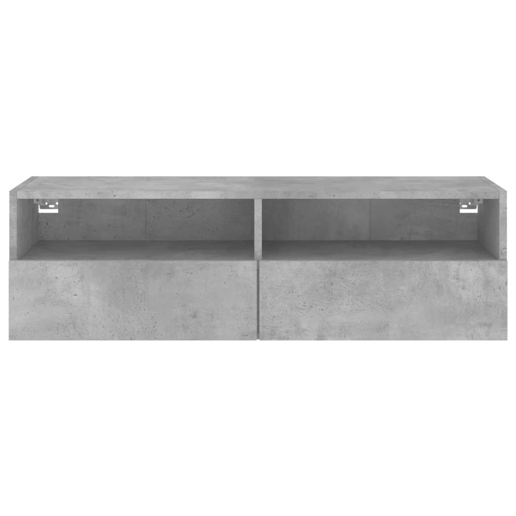 betonszürke szerelt fa fali TV-szekrény 100 x 30 x 30 cm