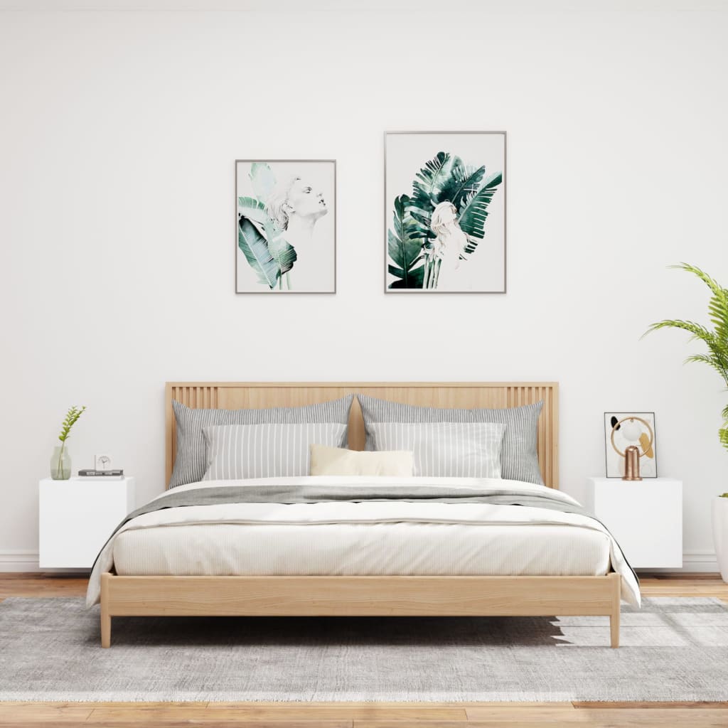 2 db fehér szerelt fa fali TV-szekrény 40,5 x 30 x 40 cm