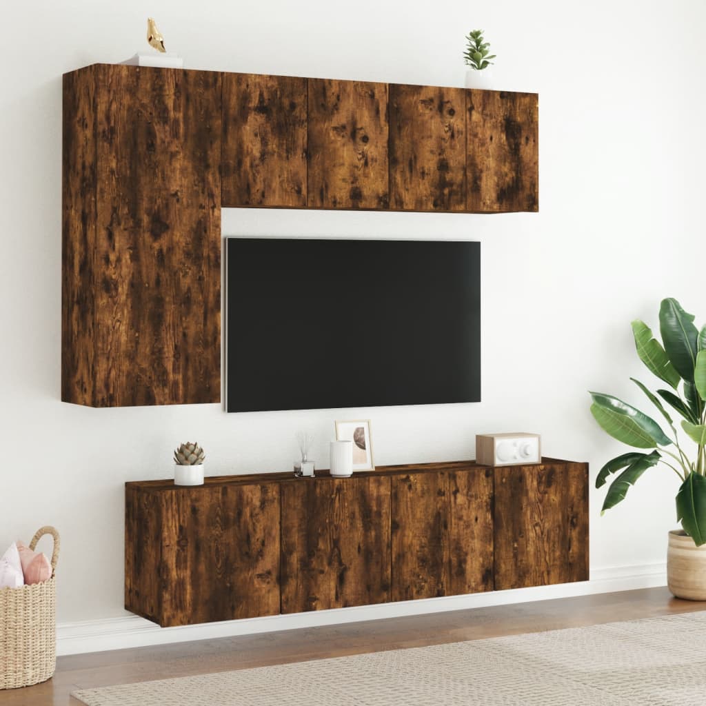 füstös tölgy színű falra szerelhető TV-szekrény 60 x 30 x 41 cm