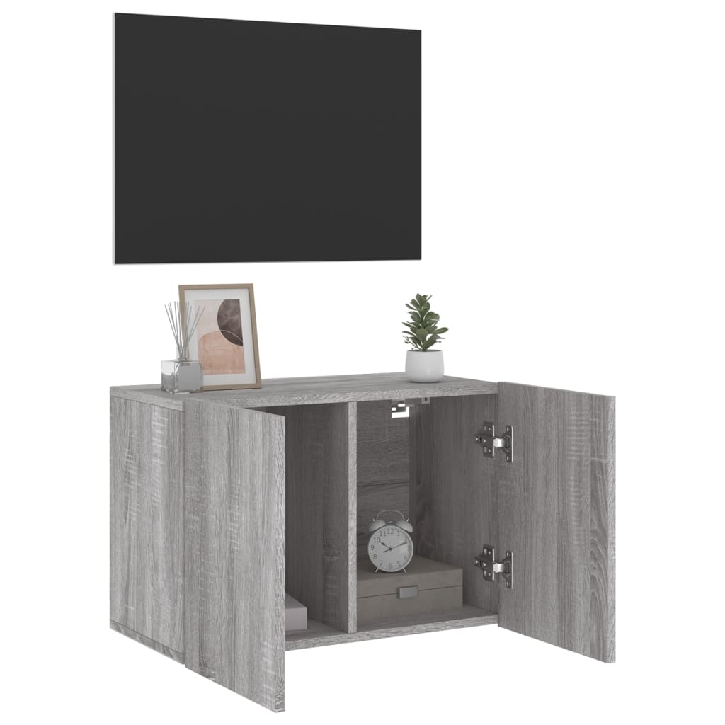 szürke sonoma színű falra szerelhető TV-szekrény 60 x 30 x 41cm