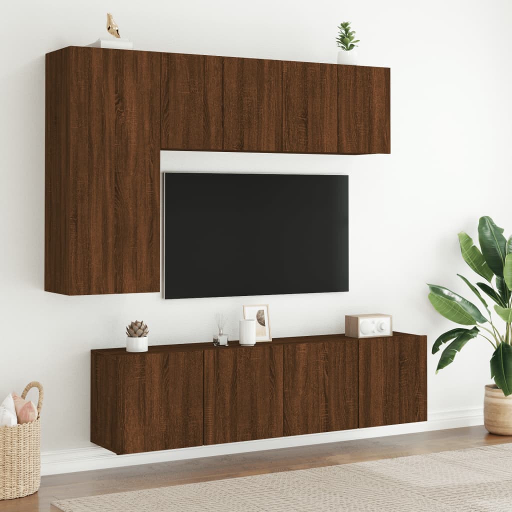 barna tölgyszínű falra szerelhető TV-szekrény 60 x 30 x 41 cm