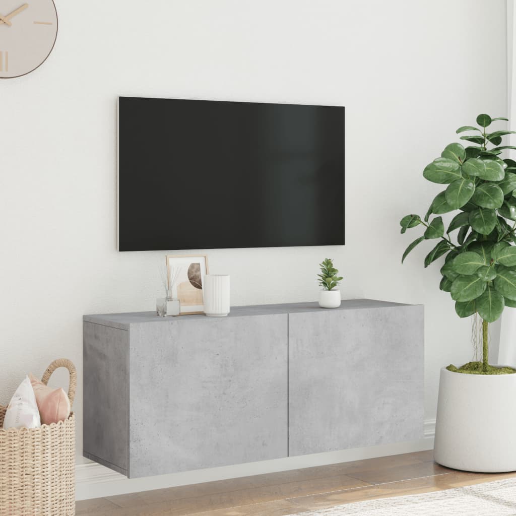 betonszürke falra szerelhető TV-szekrény 100 x 30 x 41 cm