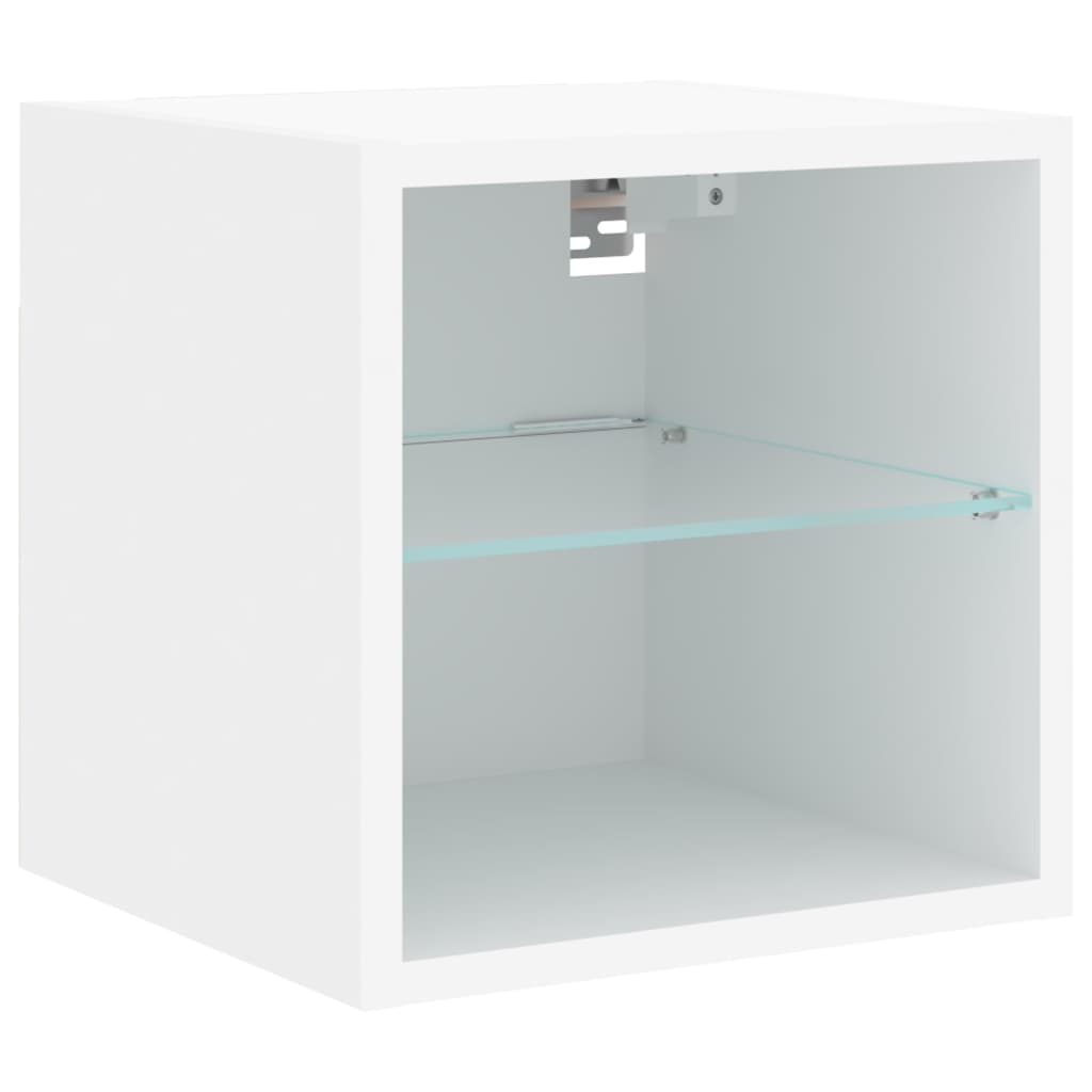 fehér falra szerelhető TV-szekrény LED-lámpákkal 30x28,5x30 cm