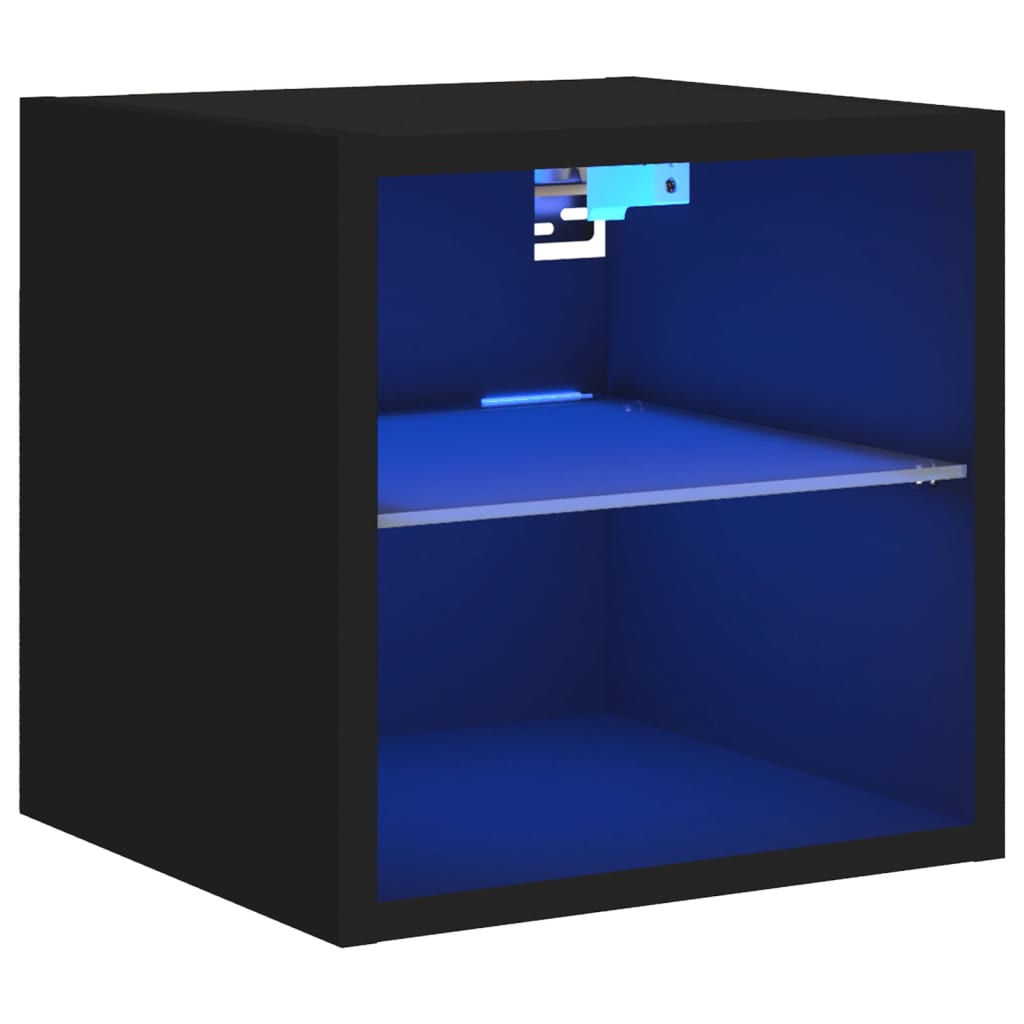 fekete fali TV-szekrény LED-világítással 30 x 28,5 x 30 cm