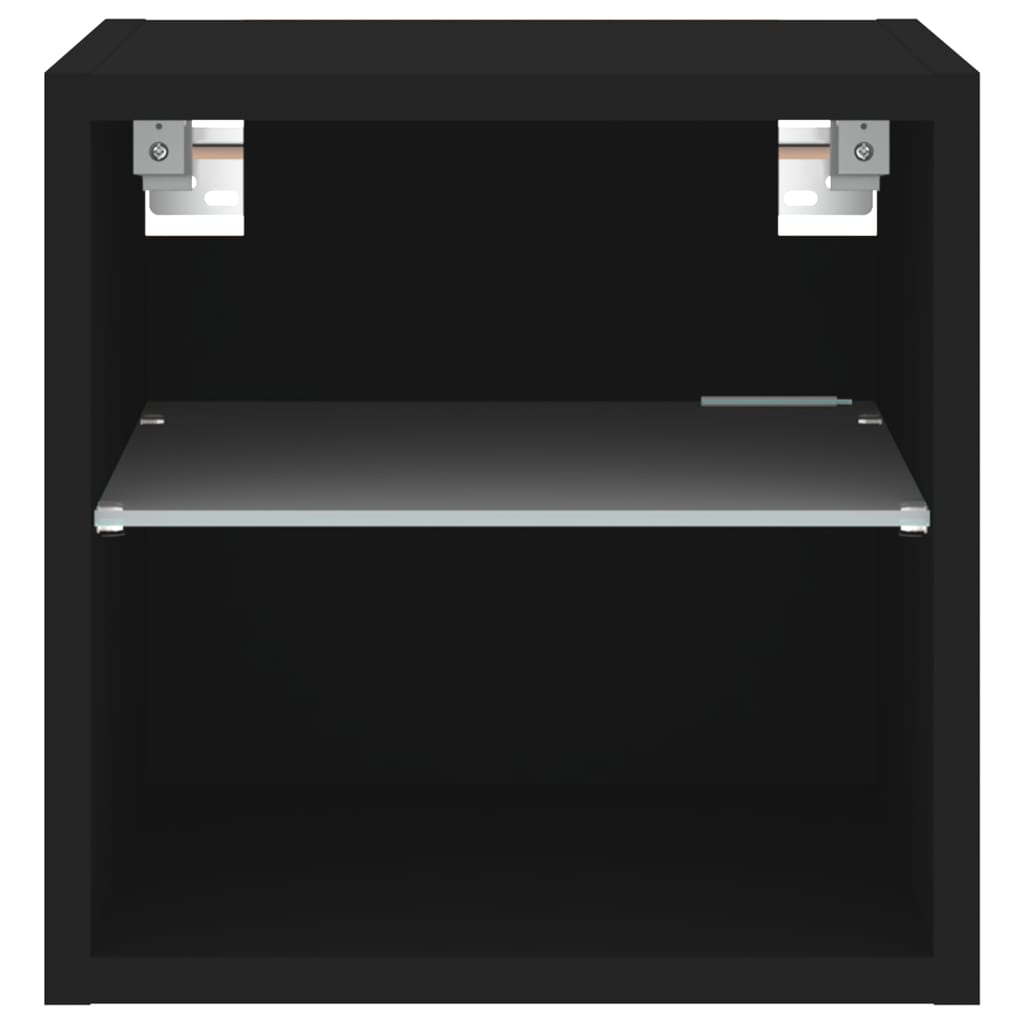 fekete fali TV-szekrény LED-világítással 30 x 28,5 x 30 cm