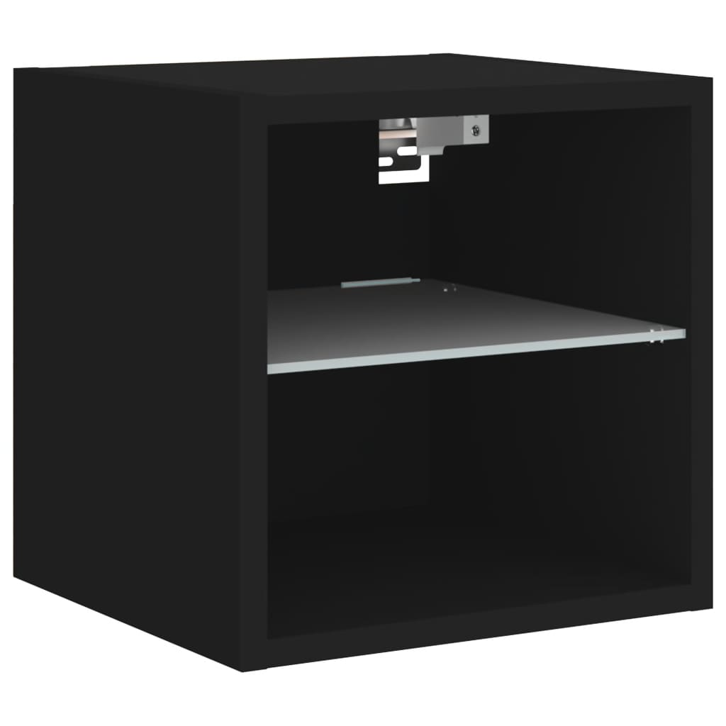 2 db fekete fali TV-szekrény LED-világítással 30 x 28,5 x 30 cm
