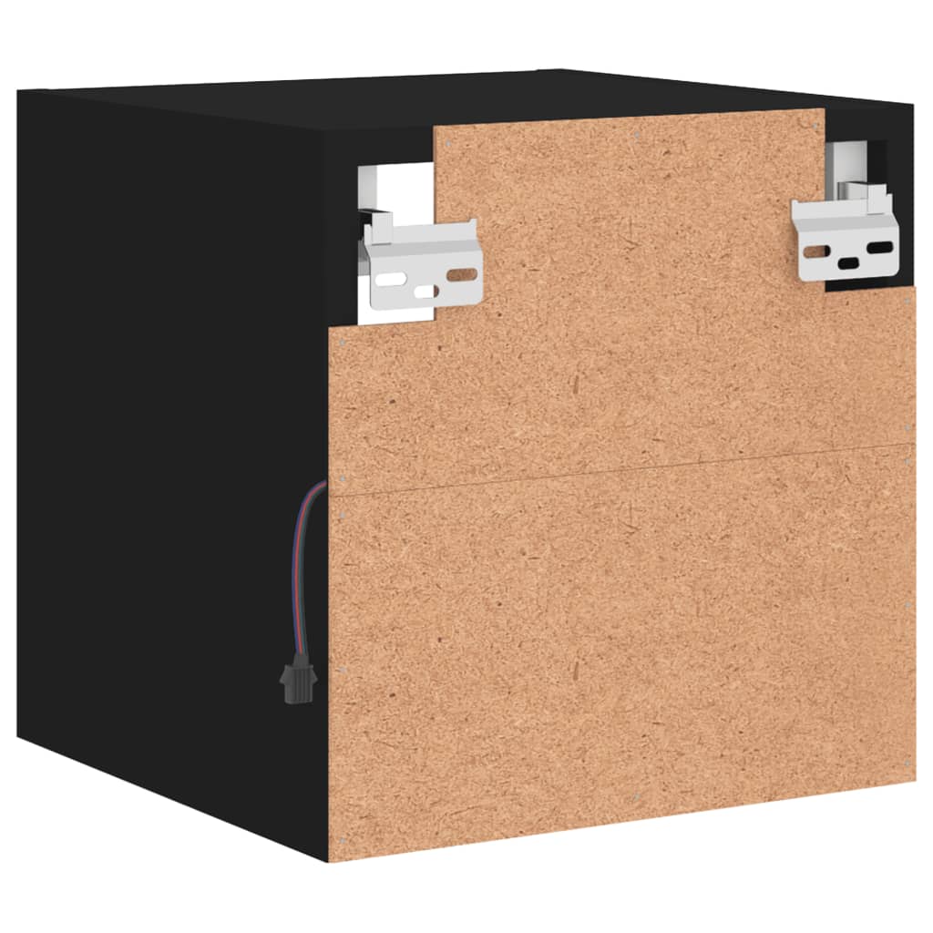 2 db fekete fali TV-szekrény LED-világítással 30 x 28,5 x 30 cm