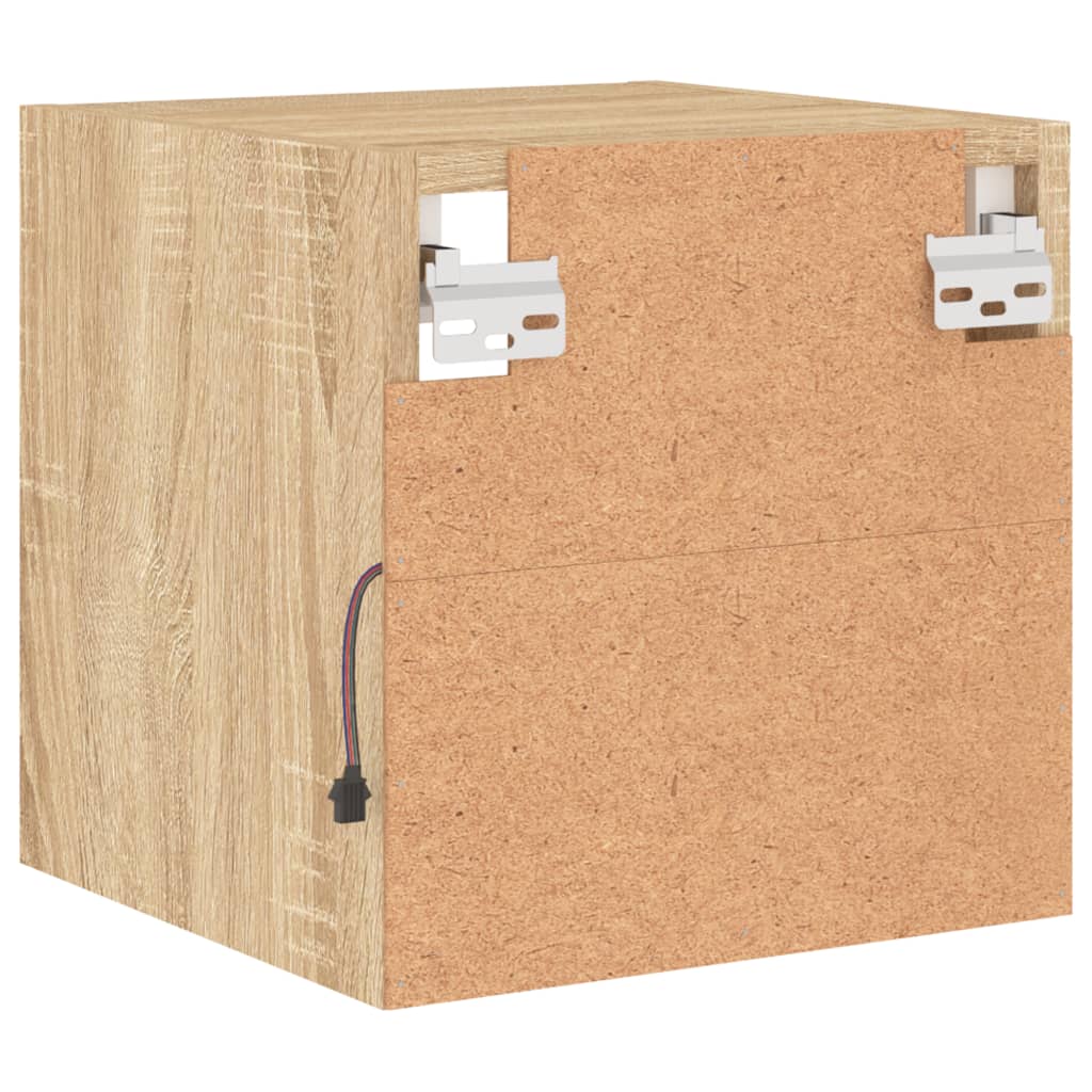 2 db sonoma tölgy fali TV-szekrény LED-ekkel 30x28,5x30 cm