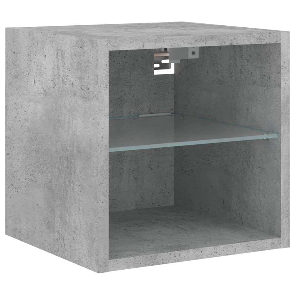 betonszürke fali TV-szekrény LED-világítással 30 x 28,5 x 30 cm