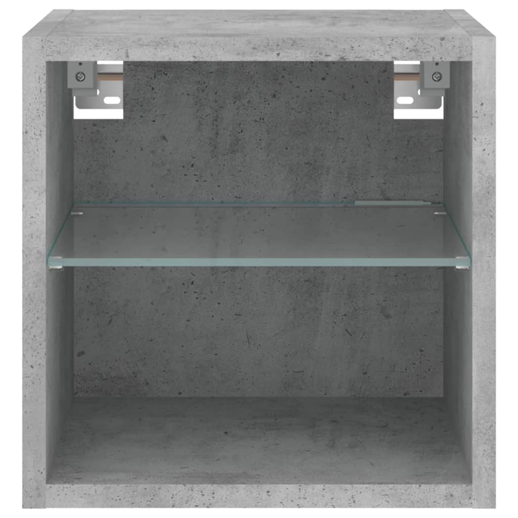 betonszürke fali TV-szekrény LED-világítással 30 x 28,5 x 30 cm