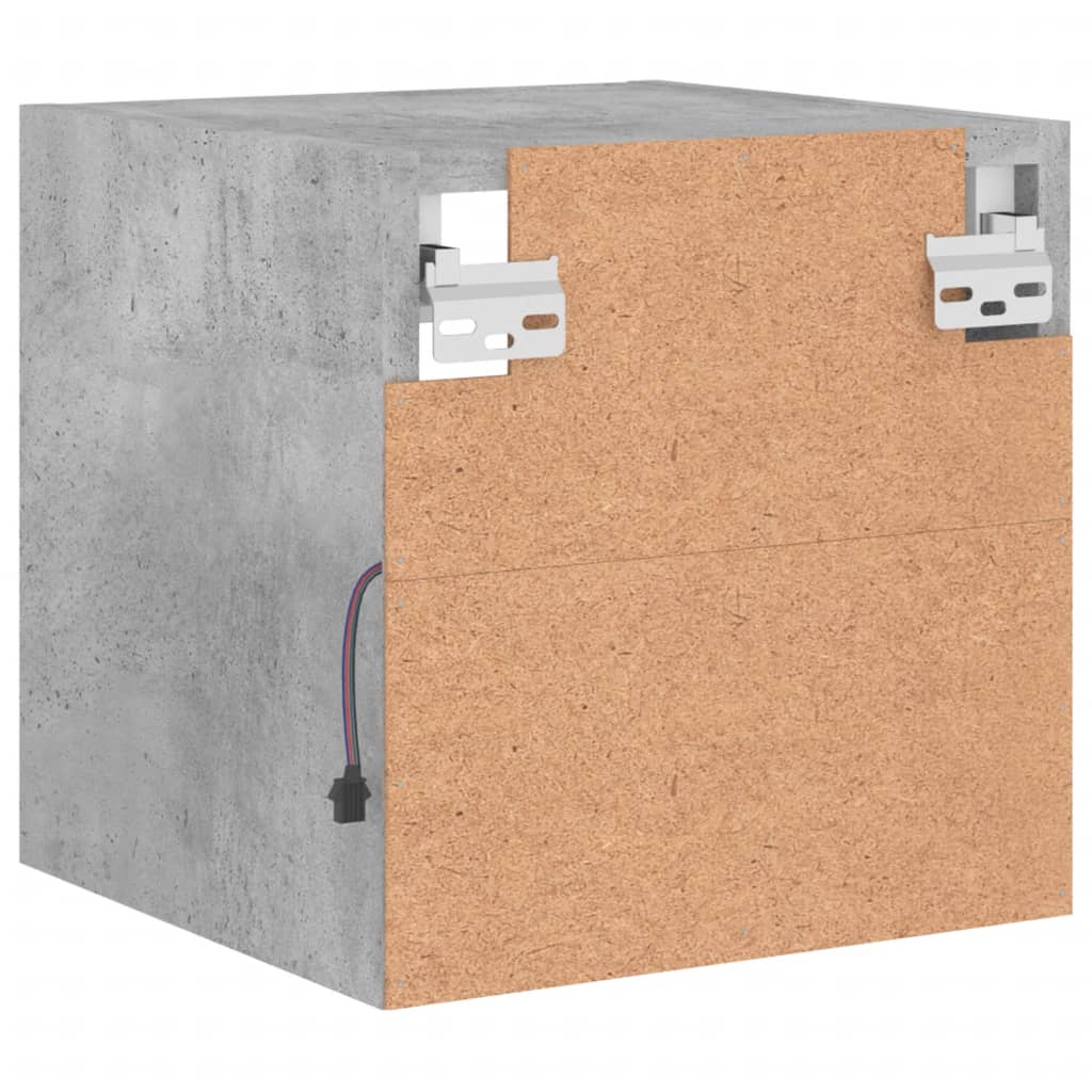betonszürke fali TV-szekrény LED-világítással 30 x 28,5 x 30 cm