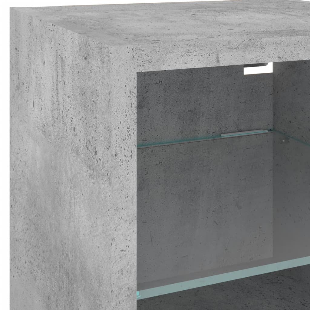 betonszürke fali TV-szekrény LED-világítással 30 x 28,5 x 30 cm