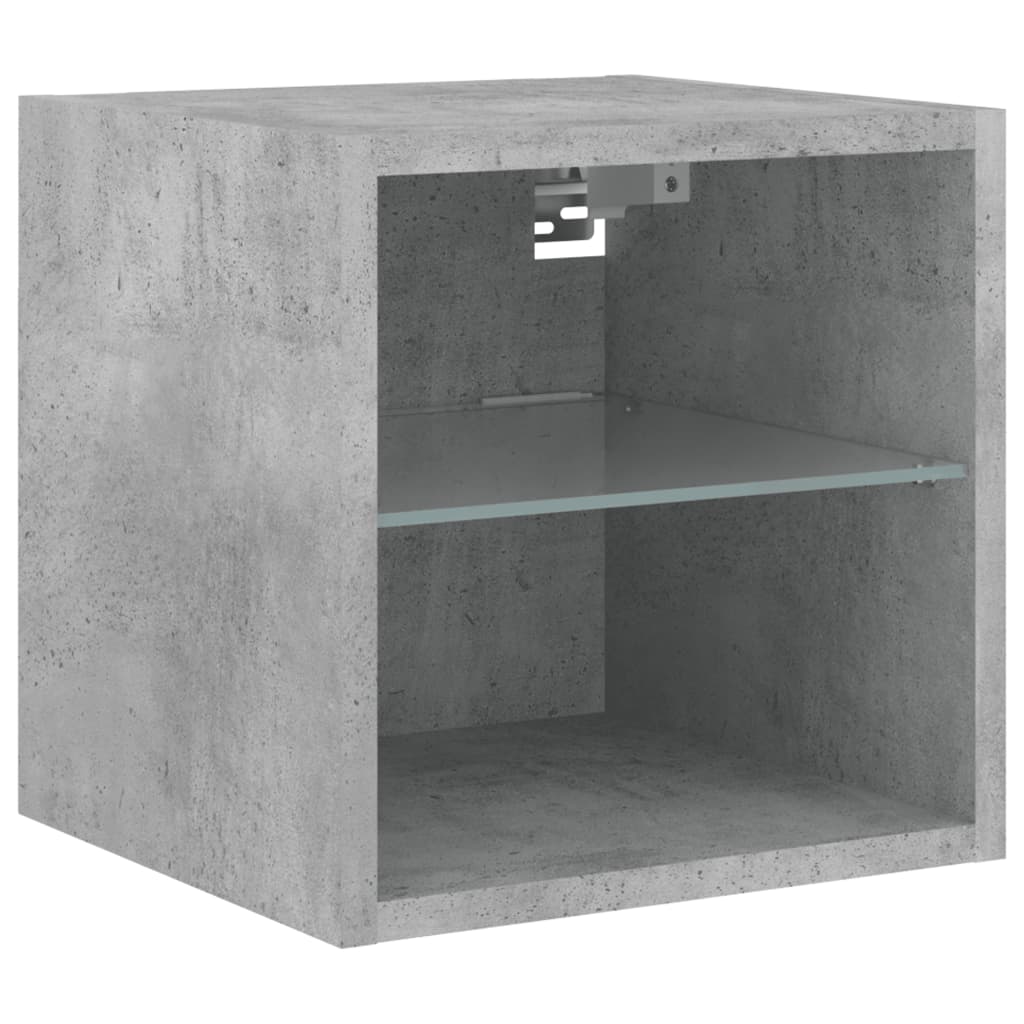 2 db betonszürke fali TV-szekrény LED-ekkel 30 x 28,5 x 30 cm