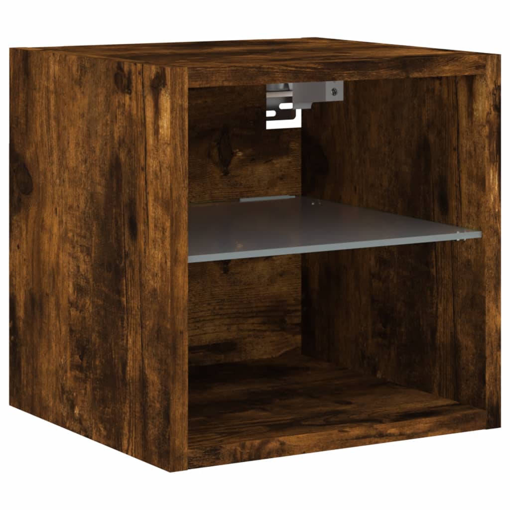füstös tölgy színű fali TV-szekrény LED-ekkel 30 x 28,5 x 30 cm