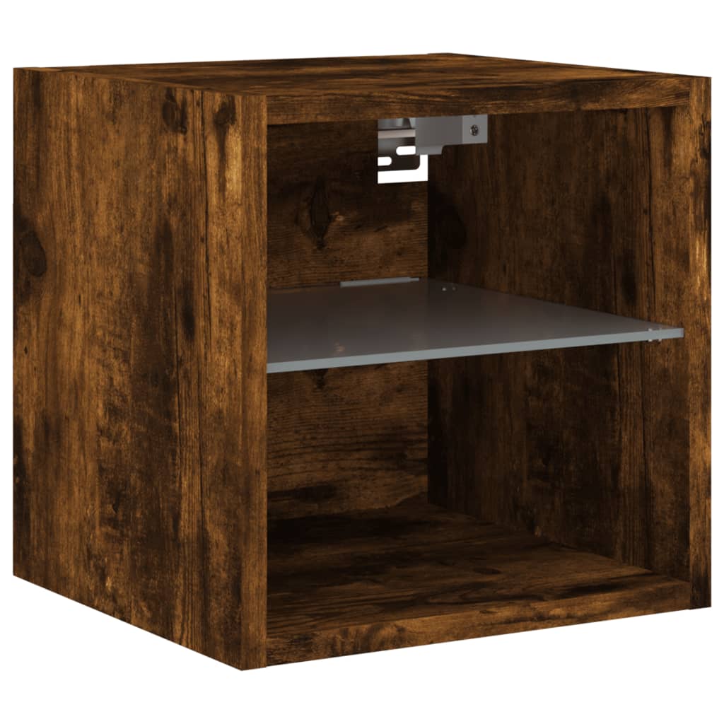 2 db füstös tölgy fali TV-szekrény LED-ekkel 30 x 28,5 x 30 cm