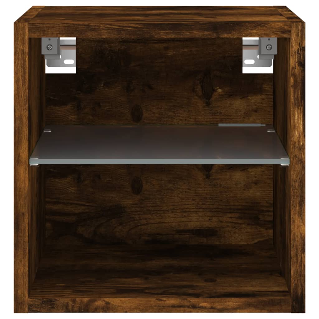 2 db füstös tölgy fali TV-szekrény LED-ekkel 30 x 28,5 x 30 cm