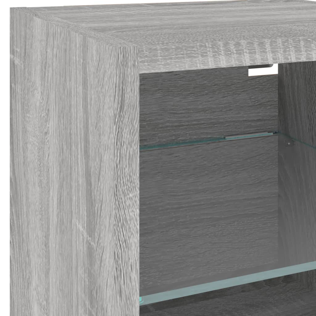 szürke sonoma színű fali TV-szekrény LED-ekkel 30x28,5x30 cm