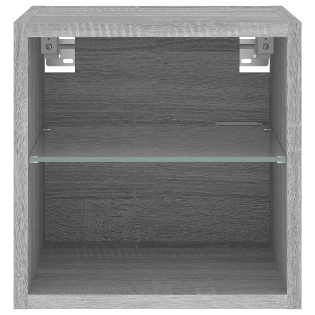 2 db szürke sonoma fali TV-szekrény LED-ekkel 30x28,5x30 cm
