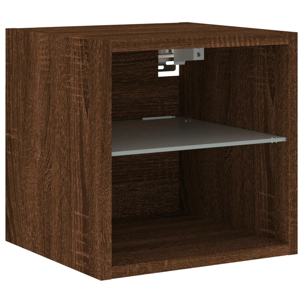 barna tölgy színű fali TV-szekrény LED-ekkel 30 x 28,5 x 30 cm