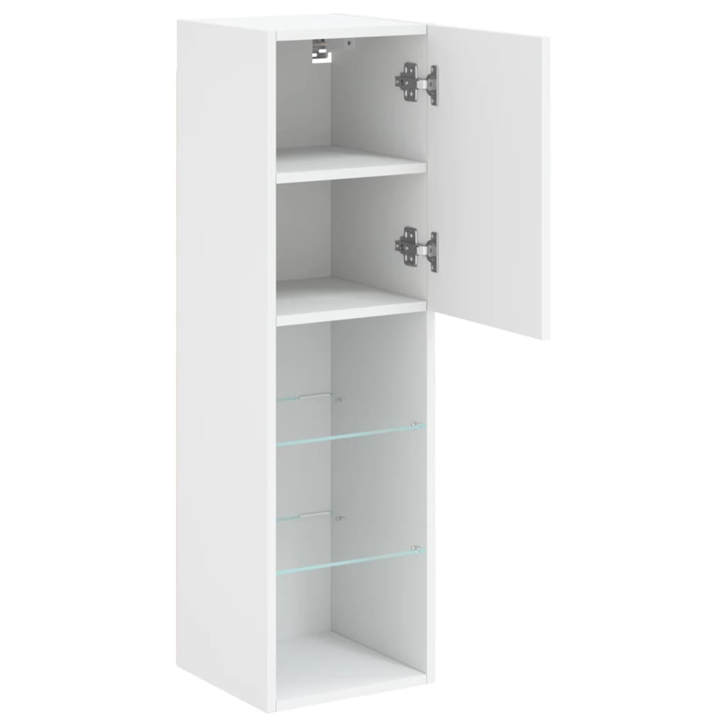 fehér TV-szekrény LED-lámpákkal 30,5 x 30 x 102 cm