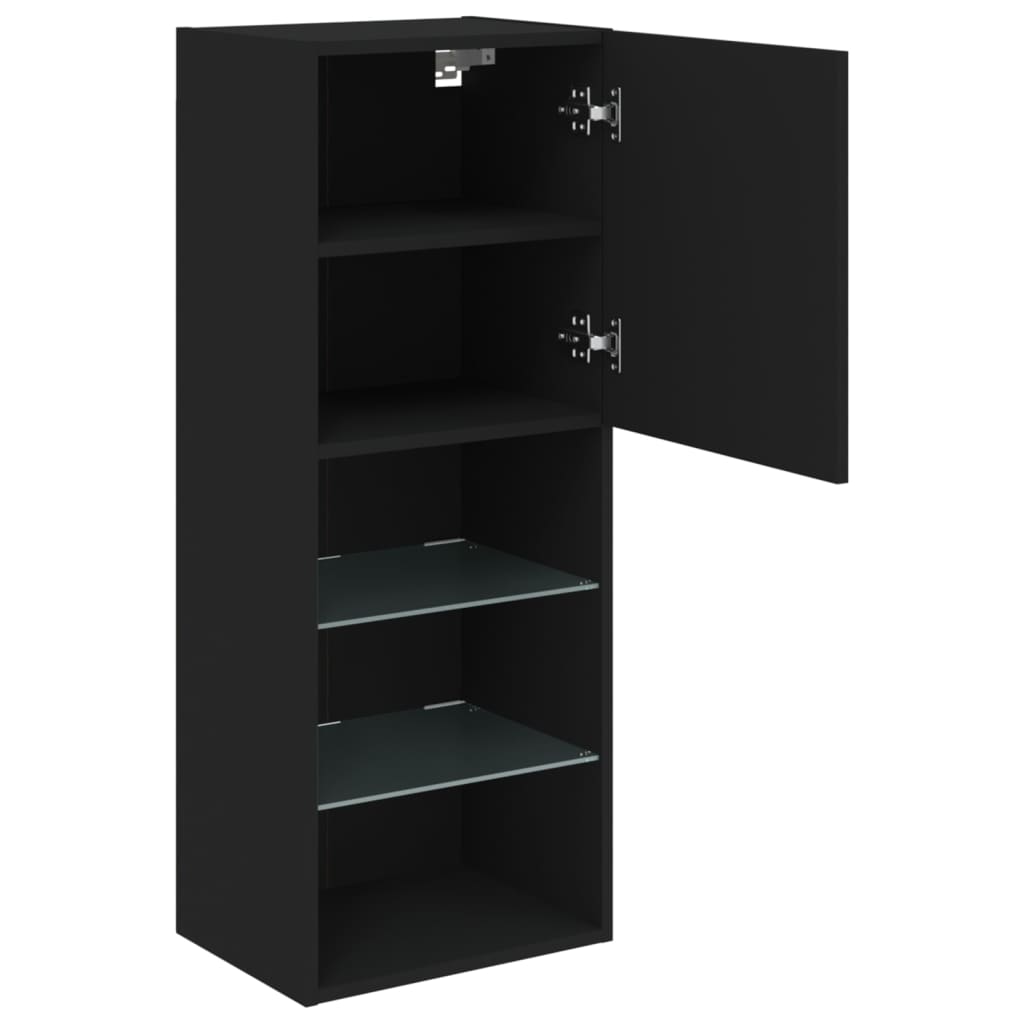 fekete TV-szekrény LED lámpákkal 40,5 x 30 x 102 cm