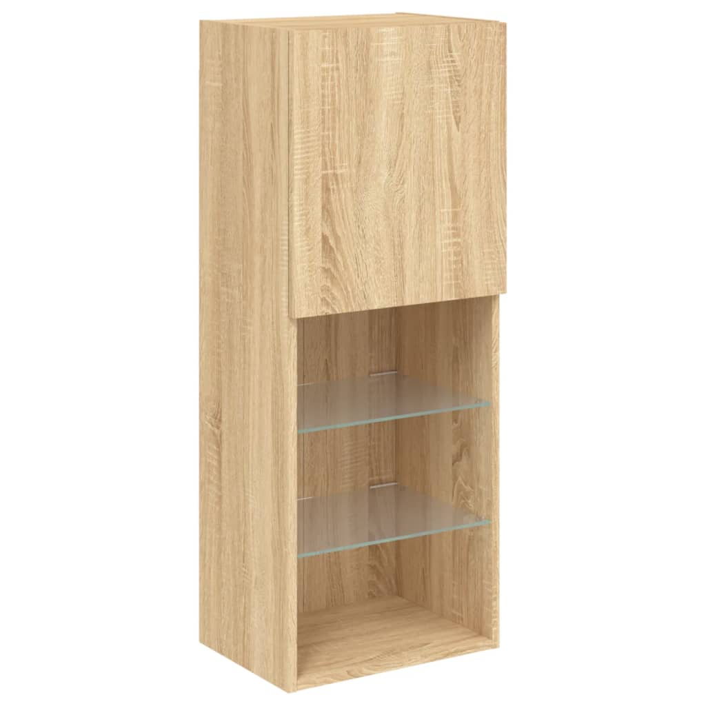 sonoma tölgy színű TV-szekrény LED lámpákkal 40,5 x 30 x 102 cm