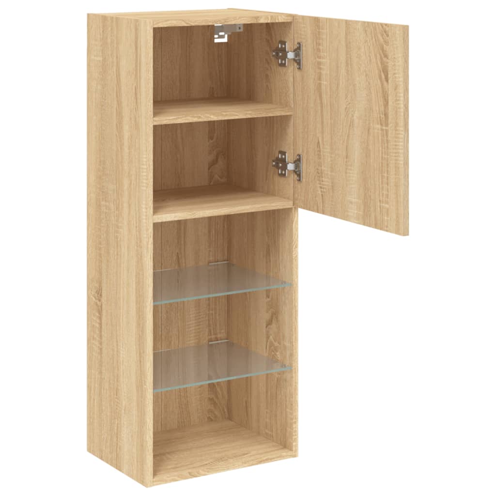 sonoma tölgy színű TV-szekrény LED lámpákkal 40,5 x 30 x 102 cm