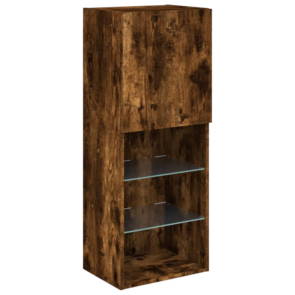 füstös tölgy színű TV-szekrény LED lámpákkal 40,5 x 30 x 102 cm