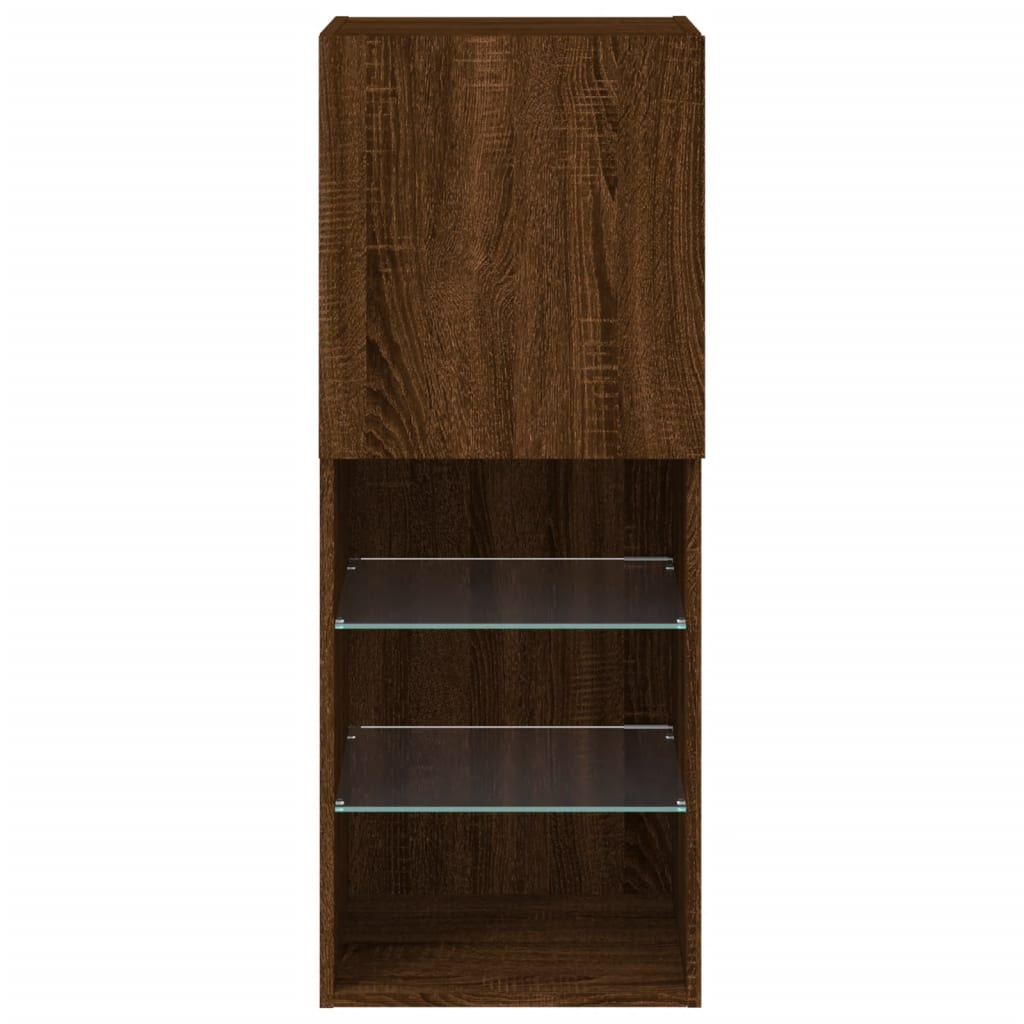 barna tölgyszínű TV-szekrény LED lámpákkal 40,5 x 30 x 102 cm