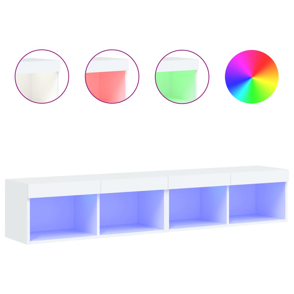 2 db fehér TV-szekrény LED-világítással 80x30x30 cm