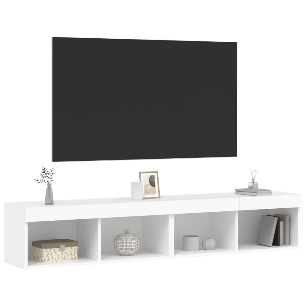2 db fehér TV-szekrény LED-világítással 80x30x30 cm