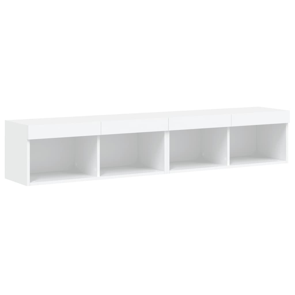 2 db fehér TV-szekrény LED-világítással 80x30x30 cm