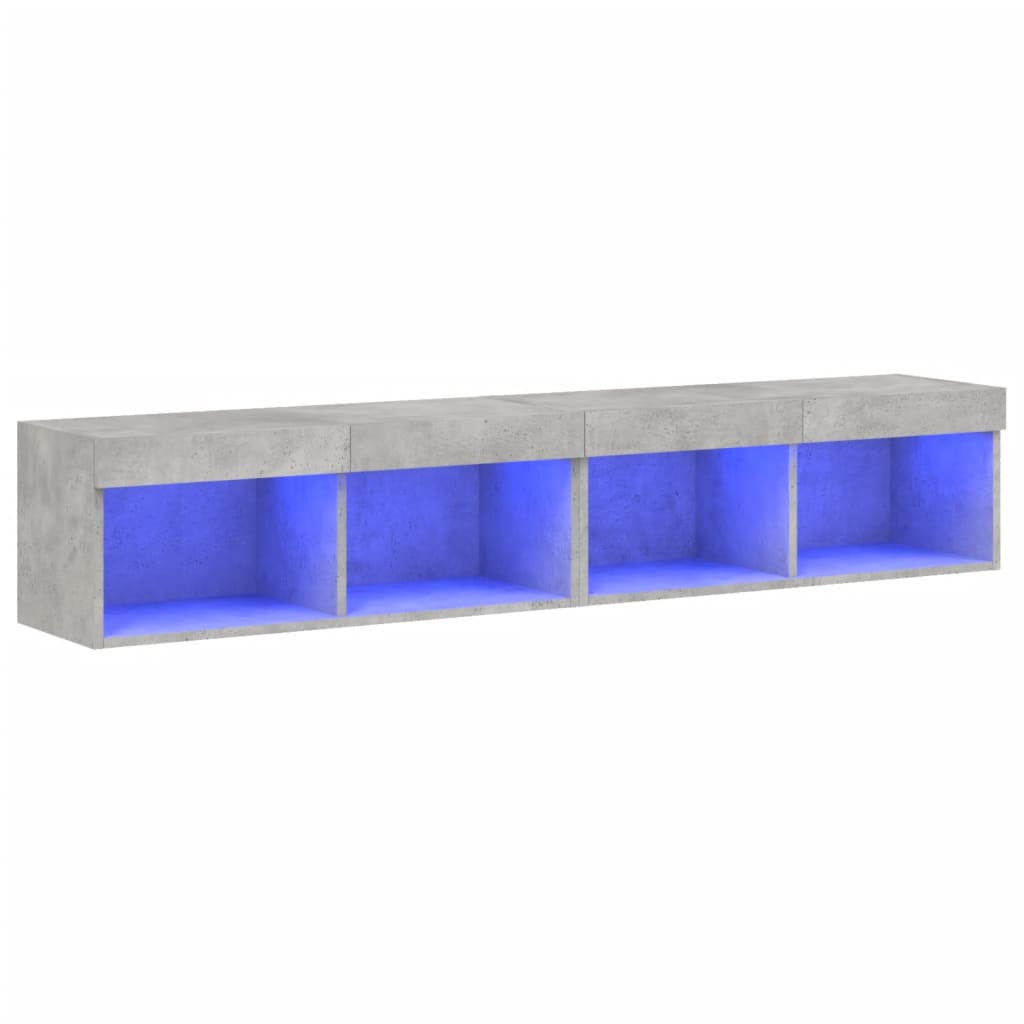2 db betonszürke TV-szekrény LED-világítással 80x30x30 cm