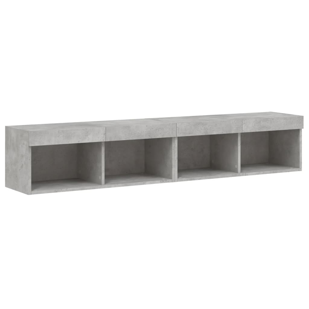 2 db betonszürke TV-szekrény LED-világítással 80x30x30 cm