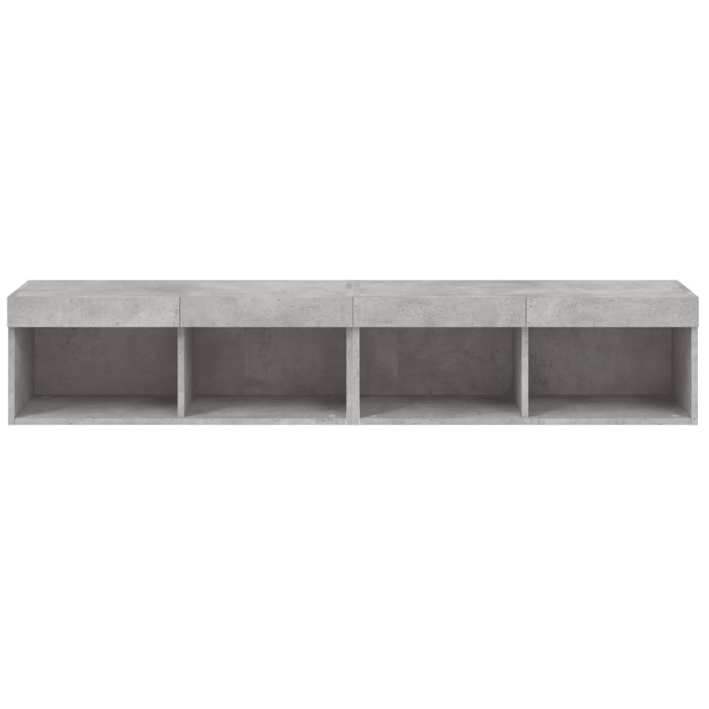 2 db betonszürke TV-szekrény LED-világítással 80x30x30 cm
