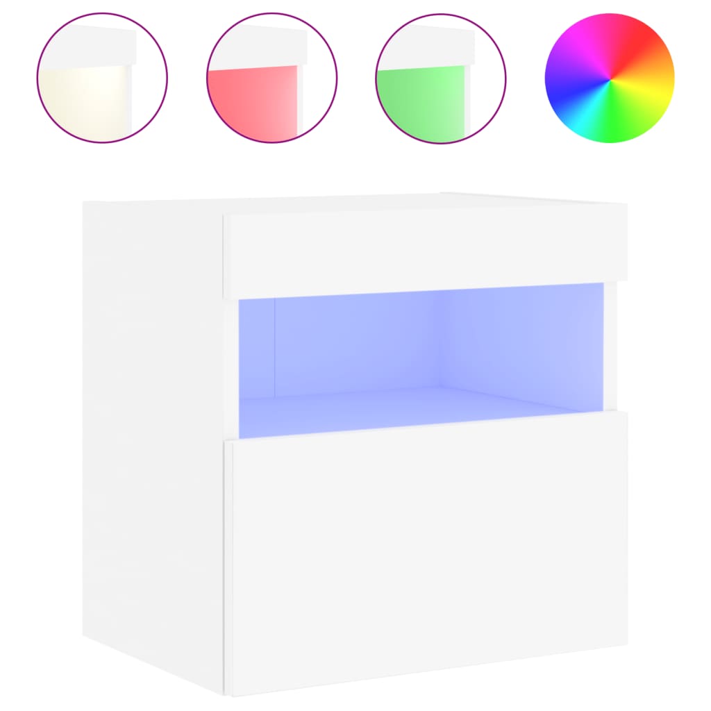 fehér falra szerelhető TV-szekrény LED-lámpákkal 40x30x40 cm