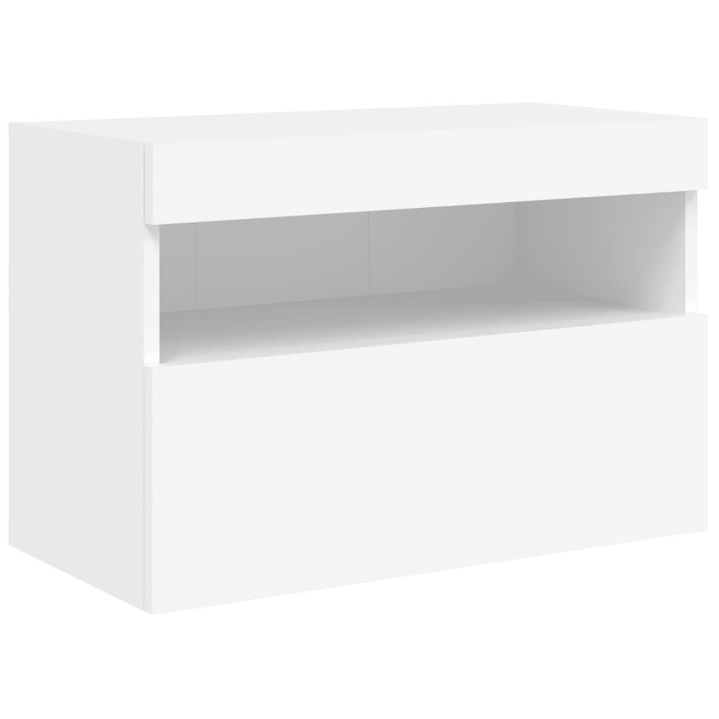 fehér falra szerelhető TV-szekrény LED-lámpákkal 60x30x40 cm