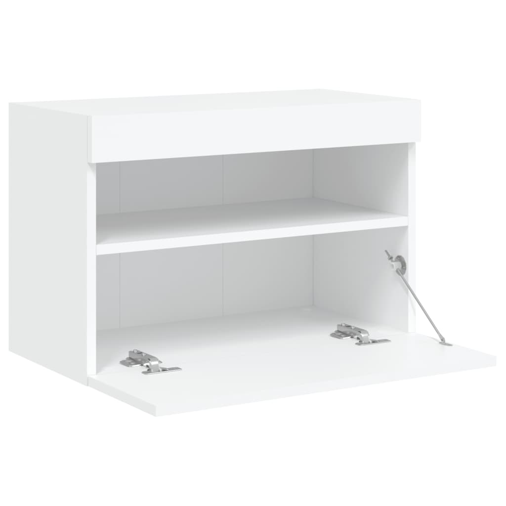 fehér falra szerelhető TV-szekrény LED-lámpákkal 60x30x40 cm
