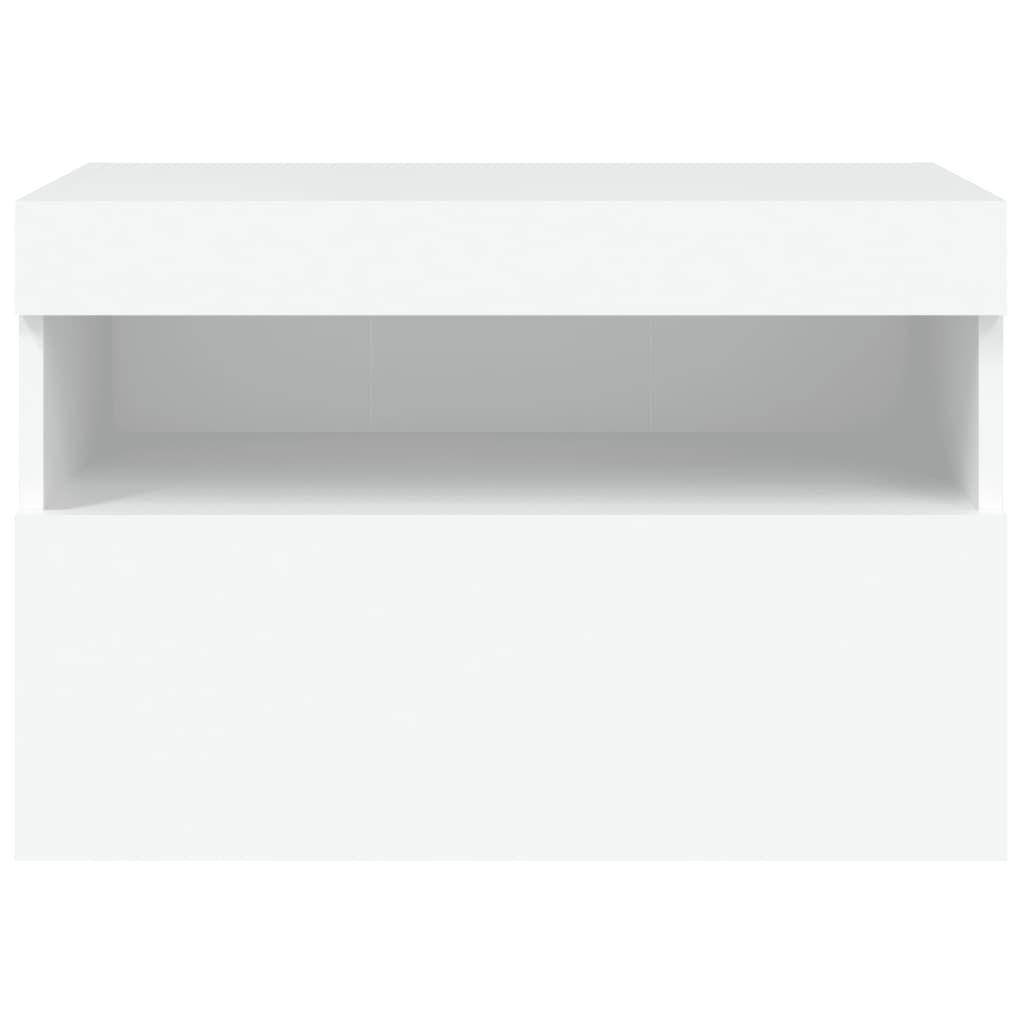 fehér falra szerelhető TV-szekrény LED-lámpákkal 60x30x40 cm